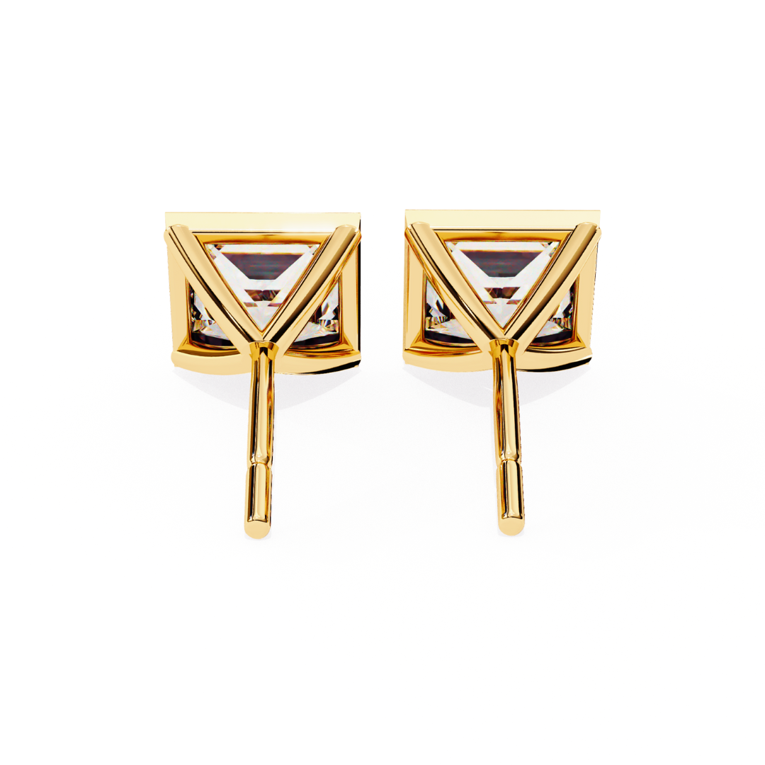 1.77ct Princess Cut Diamond Studs in Bezel Set – H VS1